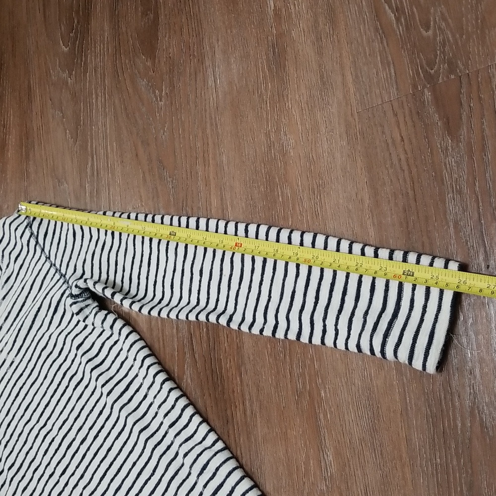 (XS) LE CHΓTEAU Striped 100% Cotton Sweater Cozy Cottagecore Frayed Loungewear - Picture 5 of 10